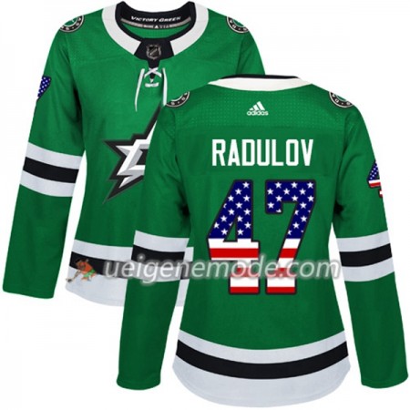 Dame Eishockey Dallas Stars Trikot Alexander Radulov 47 Adidas 2017-2018 Kelly Grün USA Flag Fashion Authentic